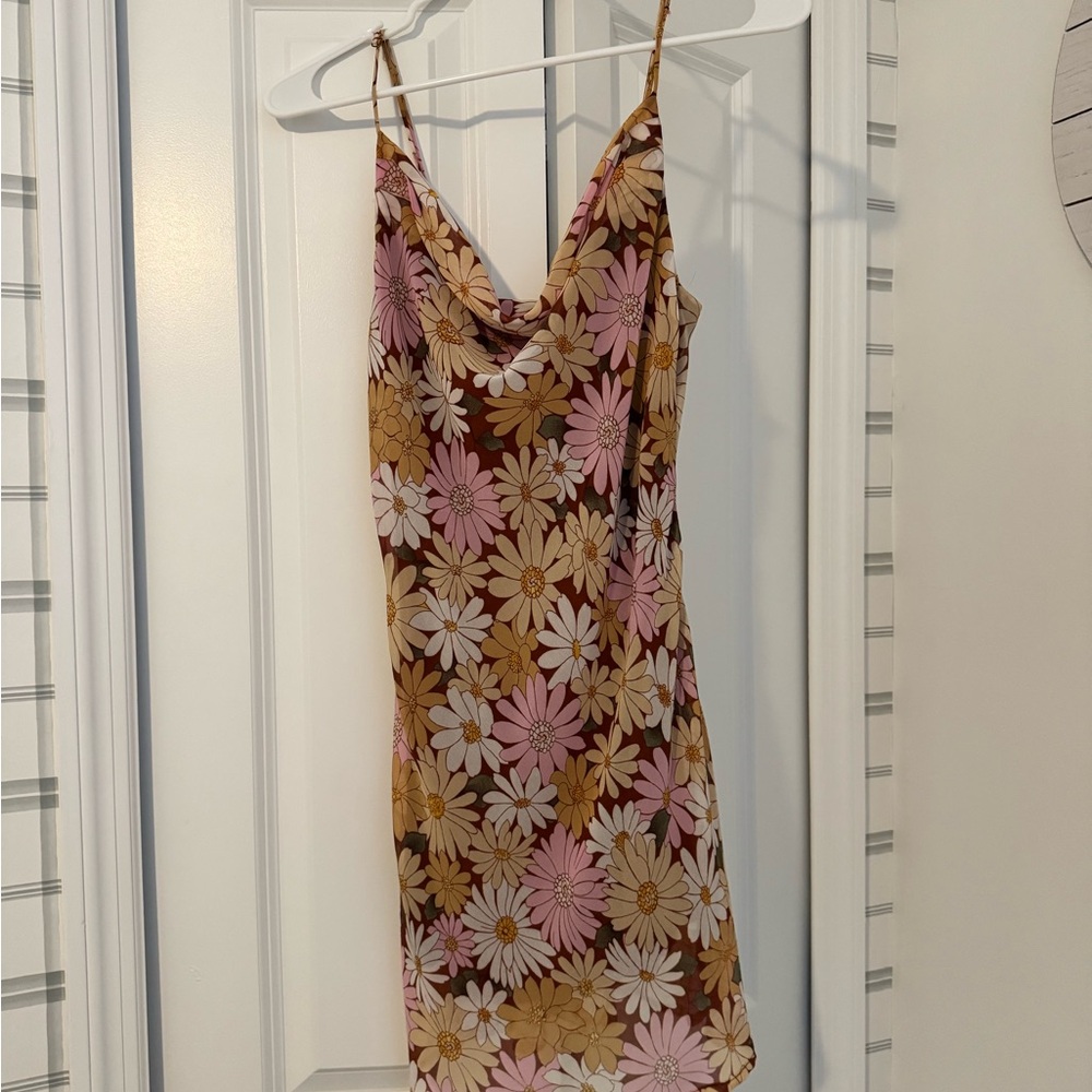 Altard State Floral Slip Dress in Pink and Brown